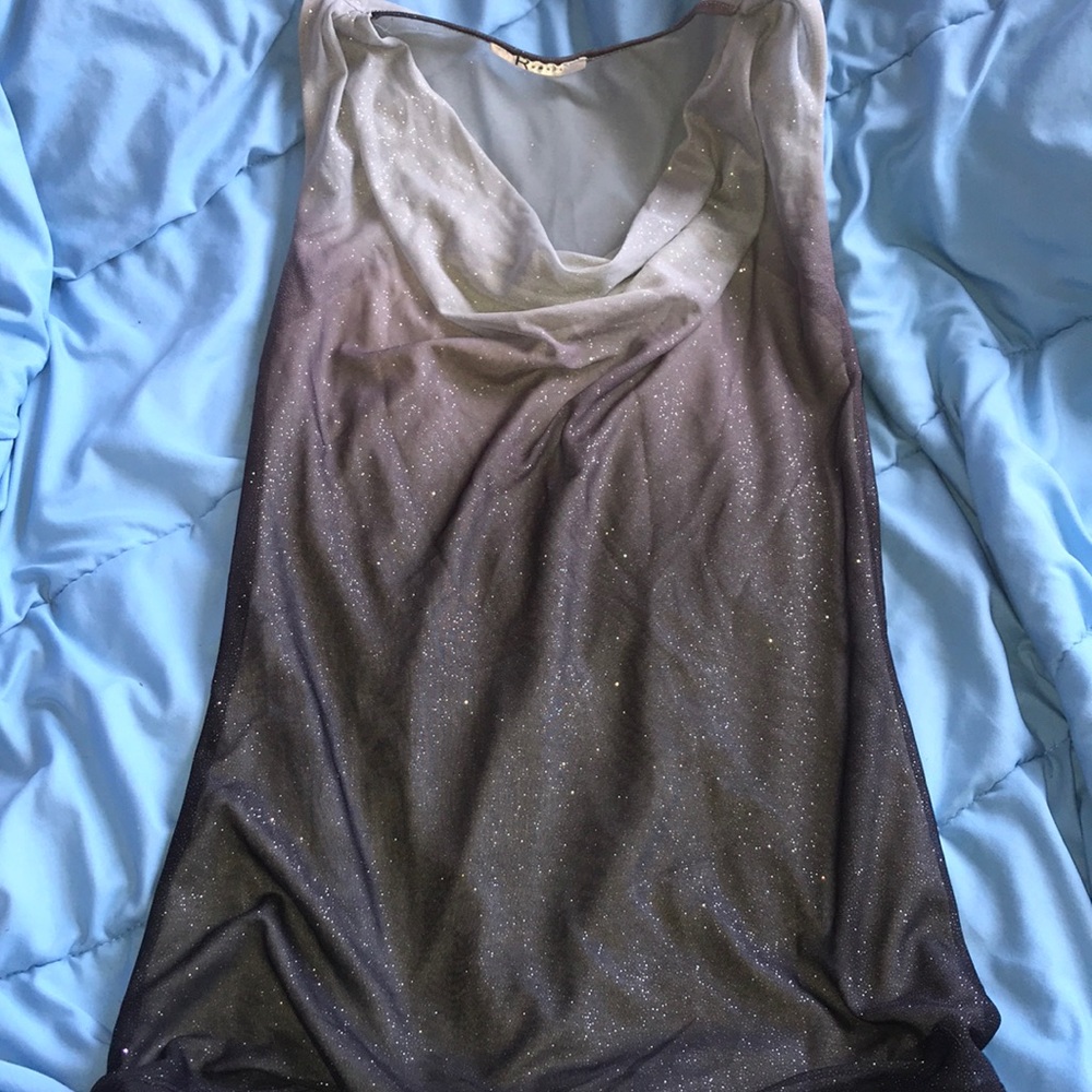 Rumors Grey/Silver Sparkle Top Size S